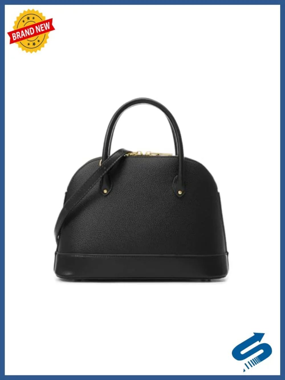 Vegan Leather Dome Satchel with Detachable Crossbody Strap